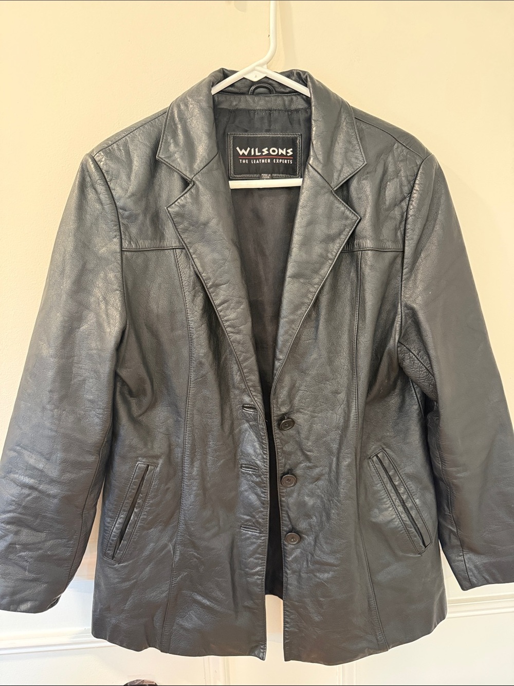 Wilsons Vintage Black Leather Blazer Jacket